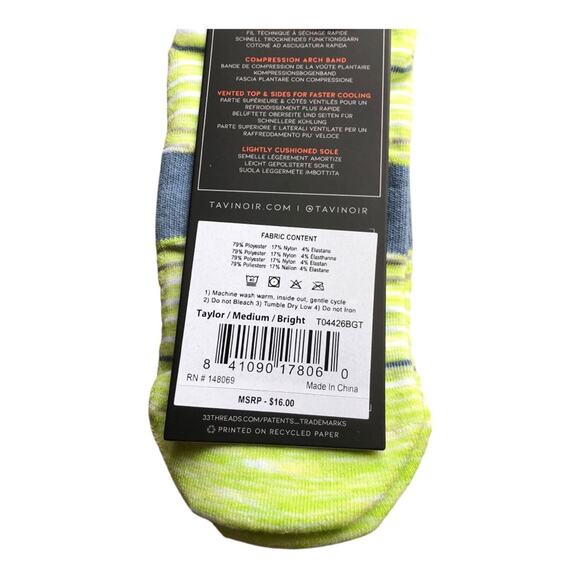3 Pair Tavi Sport Socks Parker Citrus Taylor Salt Taylor Bright Size Medium NIP - Picture 5 of 11